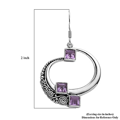 Sajen Silver Brazilian Amethyst Earrings in Rhodium Over Sterling Silver 3.85 ctw