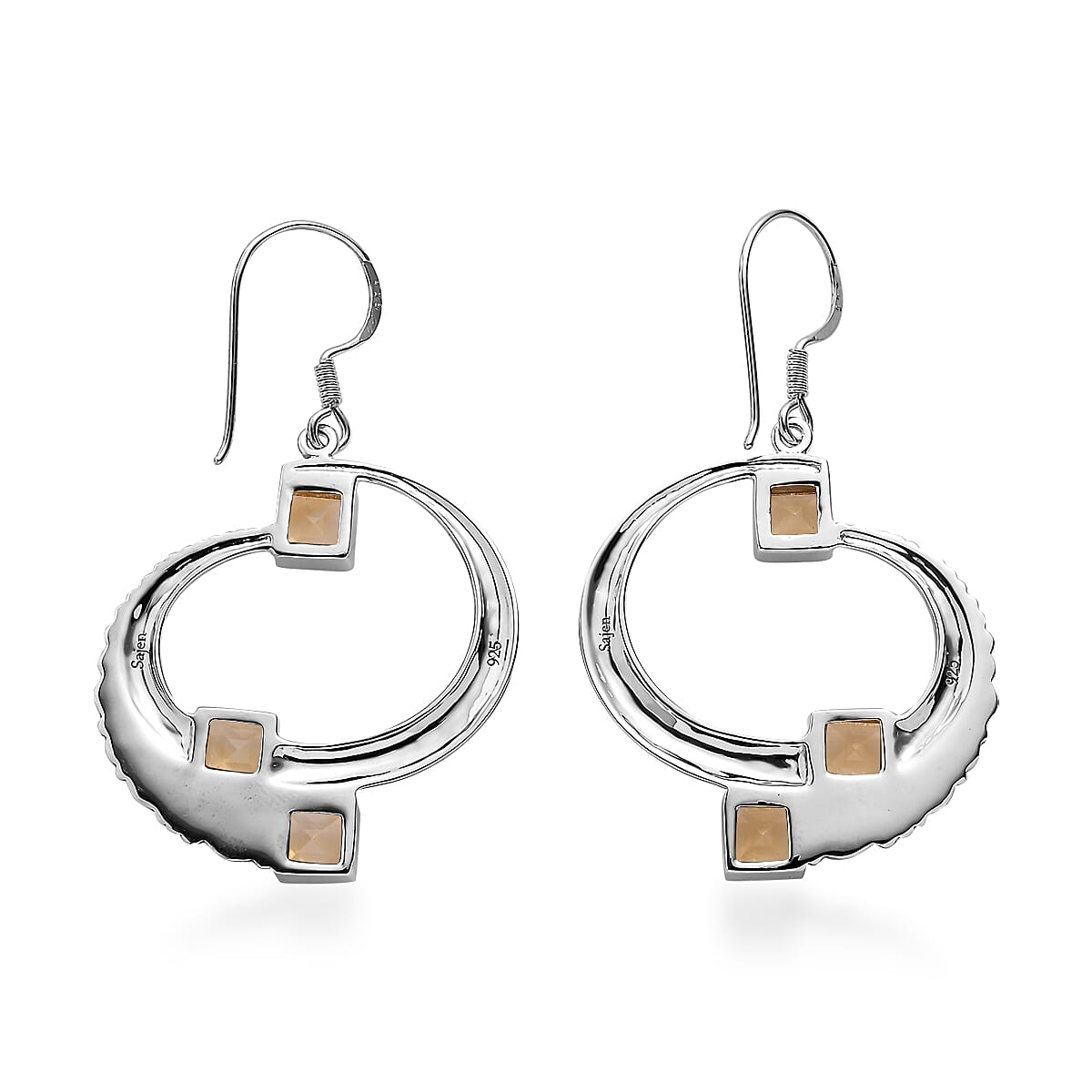 Sajen Silver Brazilian Citrine 3.85 ctw Dangle Earrings in Rhodium Over Sterling Silver image number 4