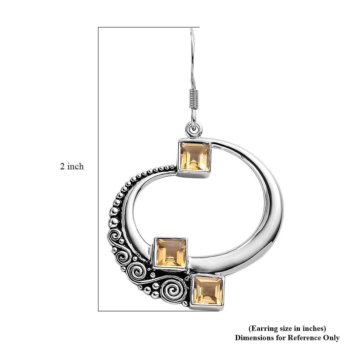 Sajen Silver Brazilian Citrine 3.85 ctw Dangle Earrings in Rhodium Over Sterling Silver image number 5
