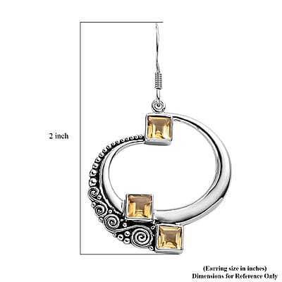 Sajen Silver Brazilian Citrine 3.85 ctw Dangle Earrings in Rhodium Over Sterling Silver