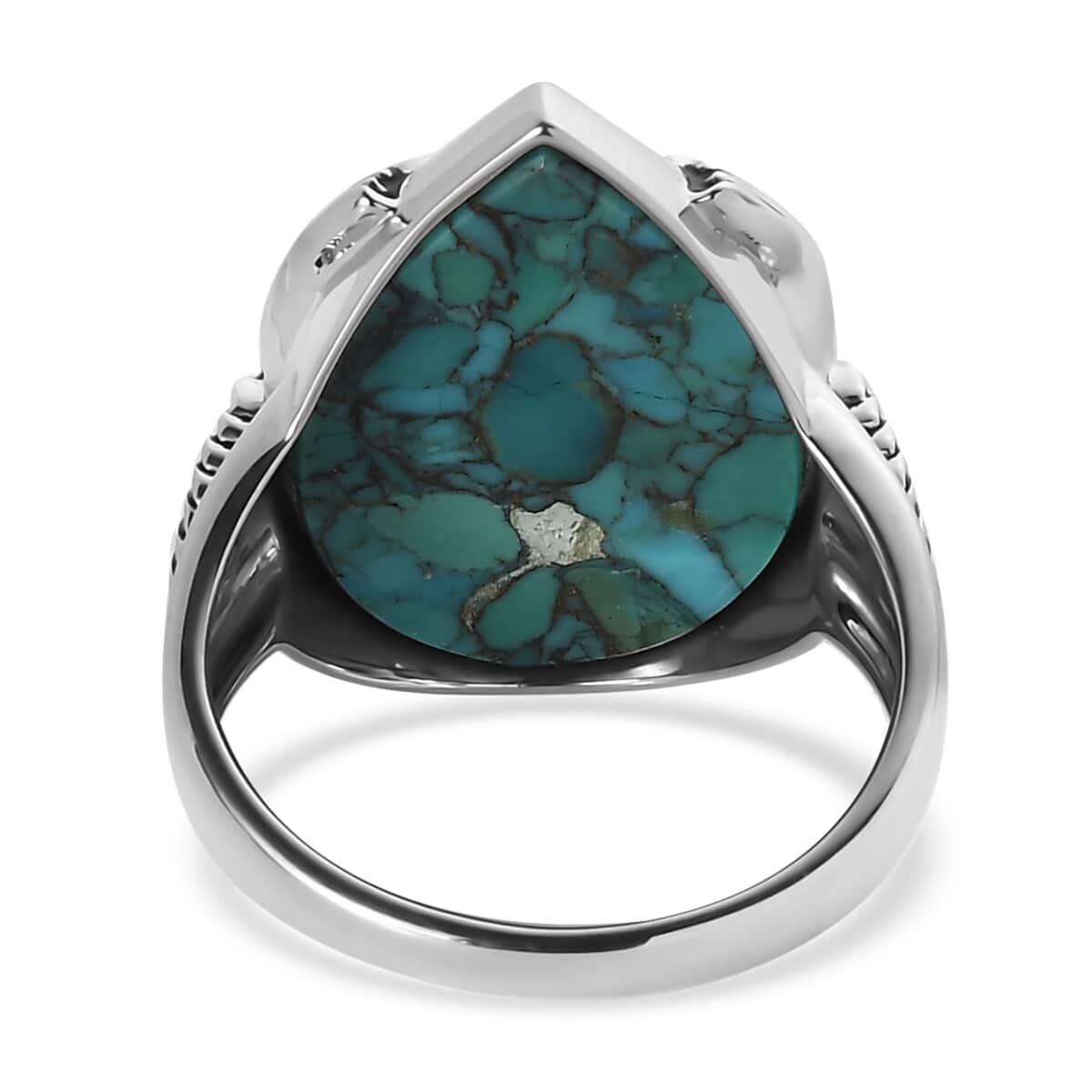 Sajen Silver Recon Turquoise and Blue Apatite Ring in Rhodium Over Sterling Silver (Size 10.0) 10.20 ctw image number 4