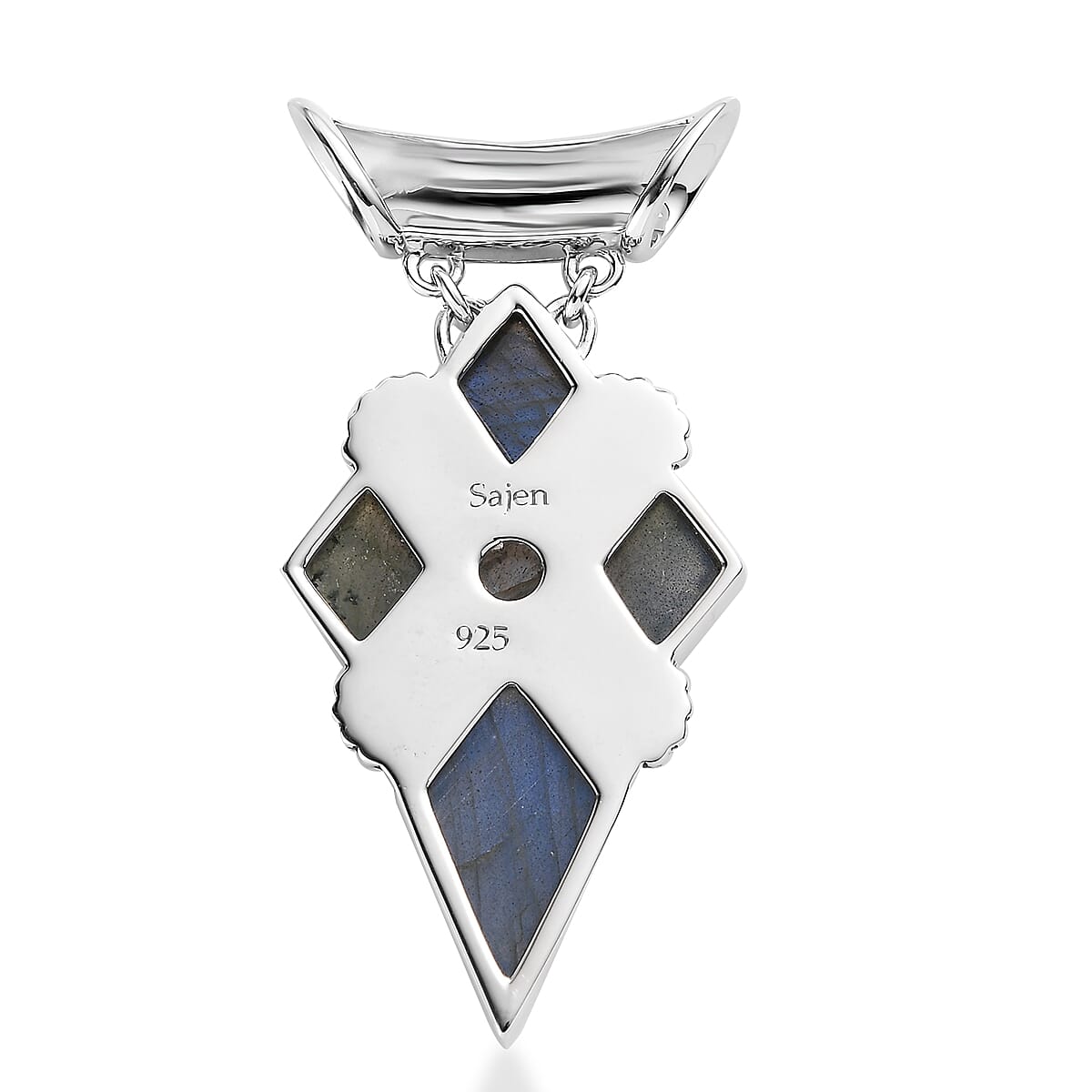 Sajen Silver Malagasy Labradorite 11.00 ctw Pendant in Rhodium Over Sterling Silver