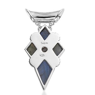 Sajen Silver Malagasy Labradorite 11.00 ctw Pendant in Rhodium Over Sterling Silver