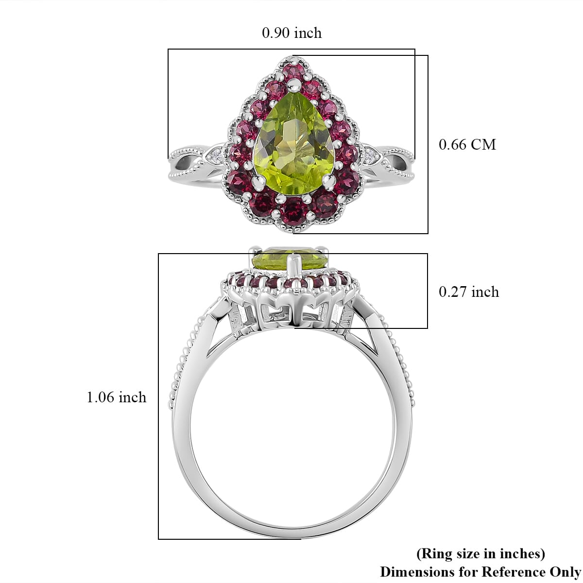 Hebei Peridot and Multi Gemstone 2.60 ctw Majestic Wall Ring in Rhodium Over Sterling Silver (Size 6.0) image number 5