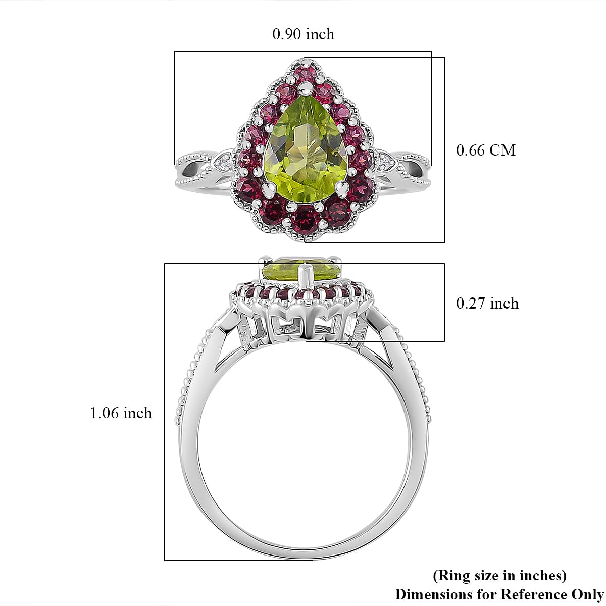 Hebei Peridot and Multi Gemstone 2.60 ctw Majestic Wall Ring in Rhodium Over Sterling Silver (Size 8.0) image number 5