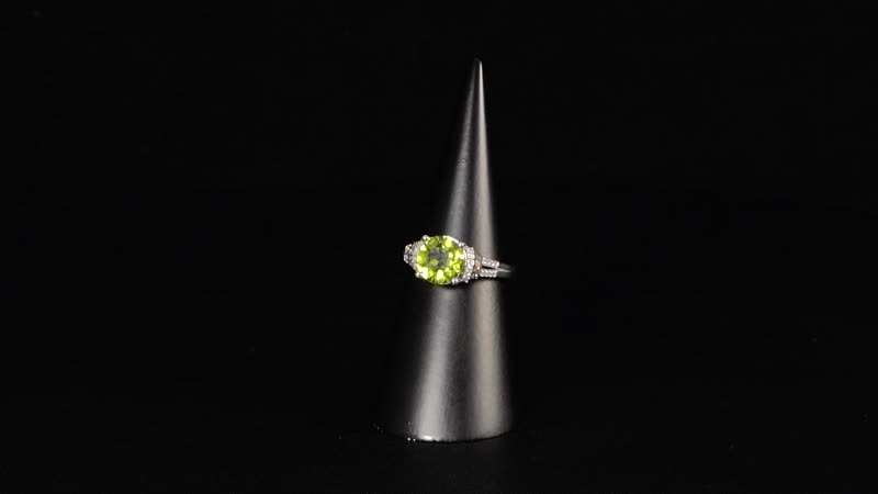 Peridot, Natural Champagne and White Diamond Ring in Rhodium Sterling Silver (Size 10.0) 3.15 ctw