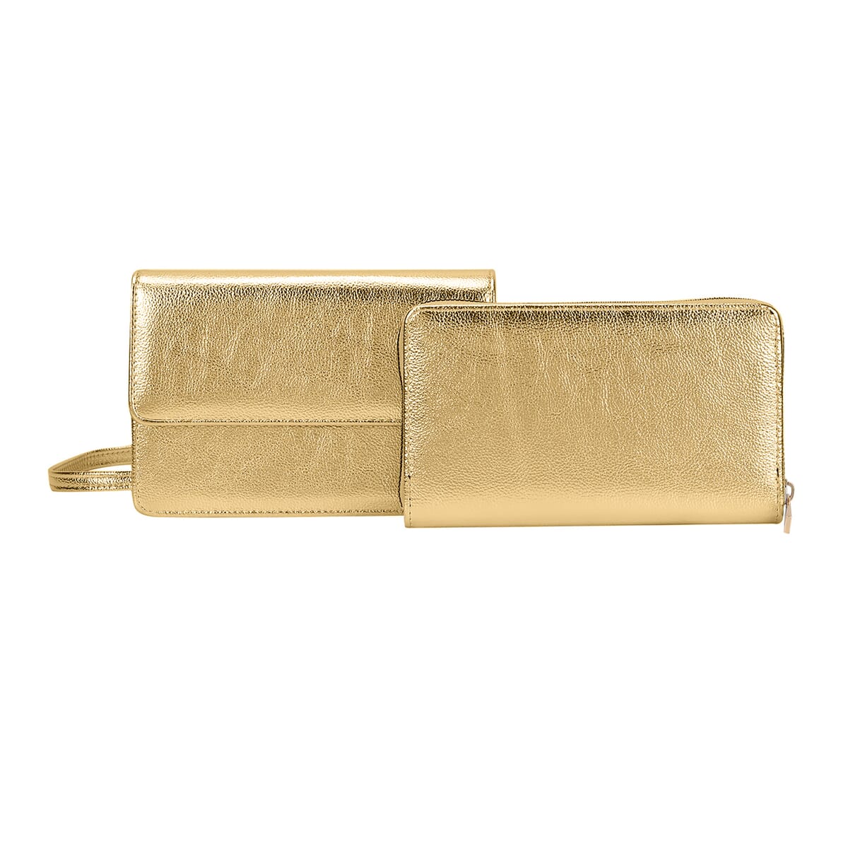 Golden Faux Leather 2in 1 Sling Crossbody Bag with Shoulder Strap image number 0