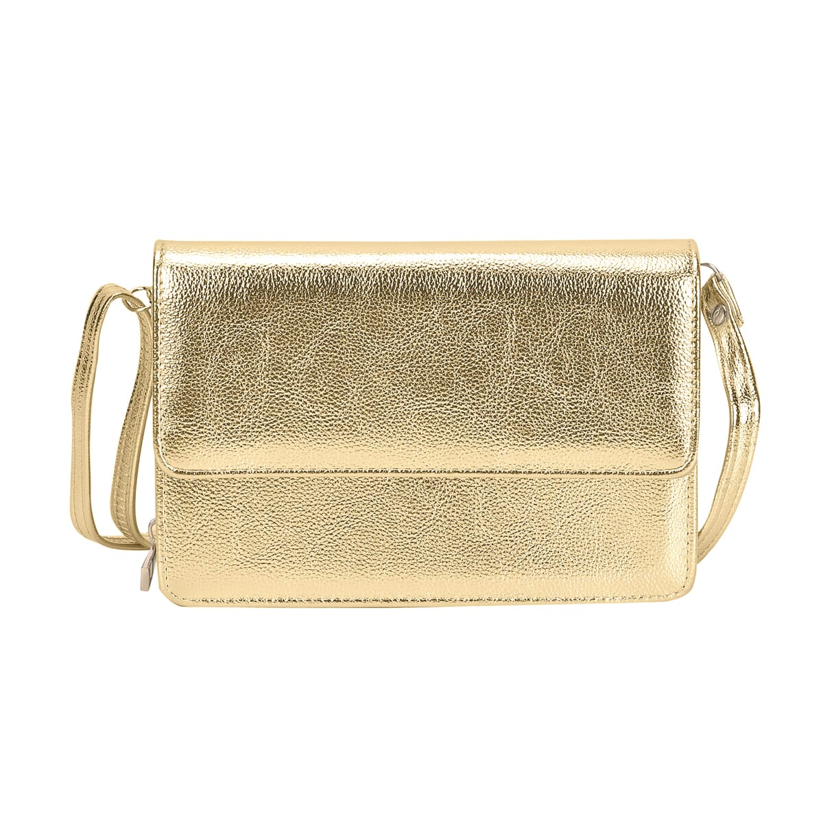 Golden Faux Leather 2in 1 Sling Crossbody Bag with Shoulder Strap image number 3