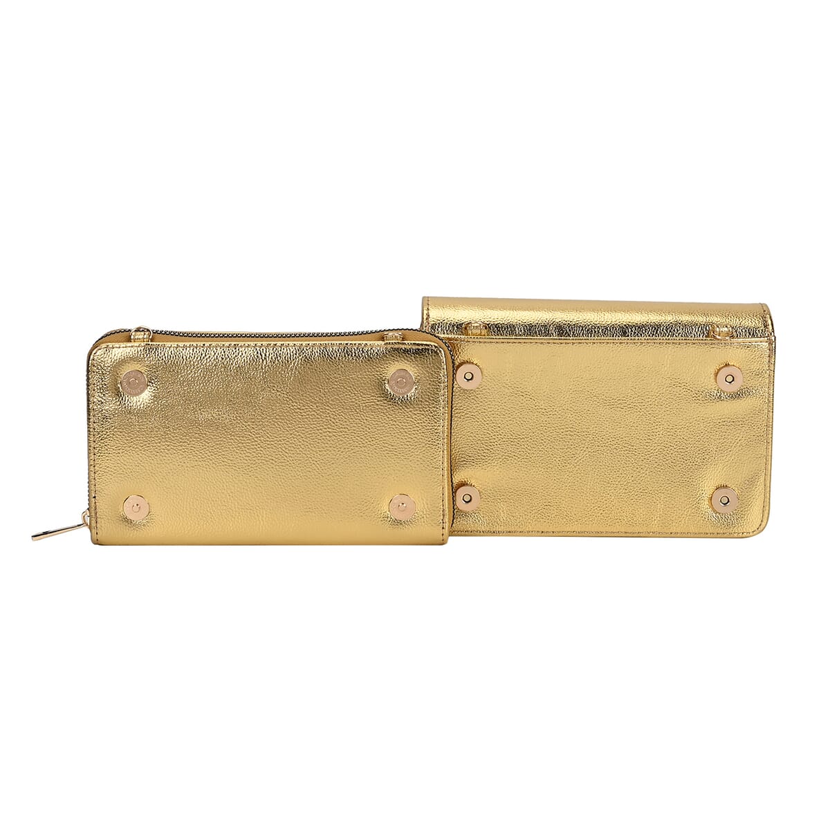 Golden Faux Leather 2in 1 Sling Crossbody Bag with Shoulder Strap image number 5