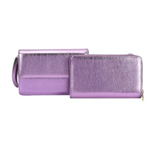 Purple Faux Leather 2in 1 Sling Crossbody Bag with Shoulder Strap