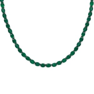 Verde Onyx and Thai Black Spinel 54.20 ctw Wolf Necklace in Rhodium Over Sterling Silver 18 Inches