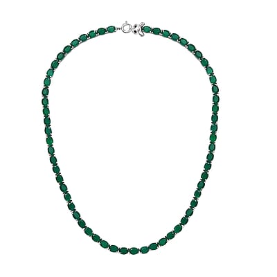 D'Joy Verde Onyx and Thai Black Spinel 54.20 ctw Wolf Necklace in Rhodium Over Sterling Silver 18 Inches
