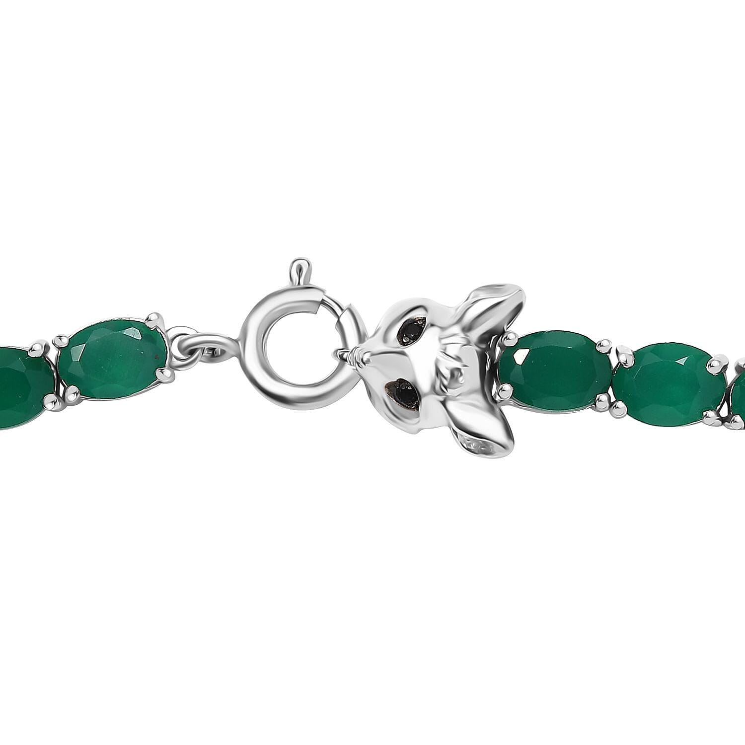 D'Joy Verde Onyx and Thai Black Spinel 54.20 ctw Wolf Necklace in Rhodium Over Sterling Silver 18 Inches