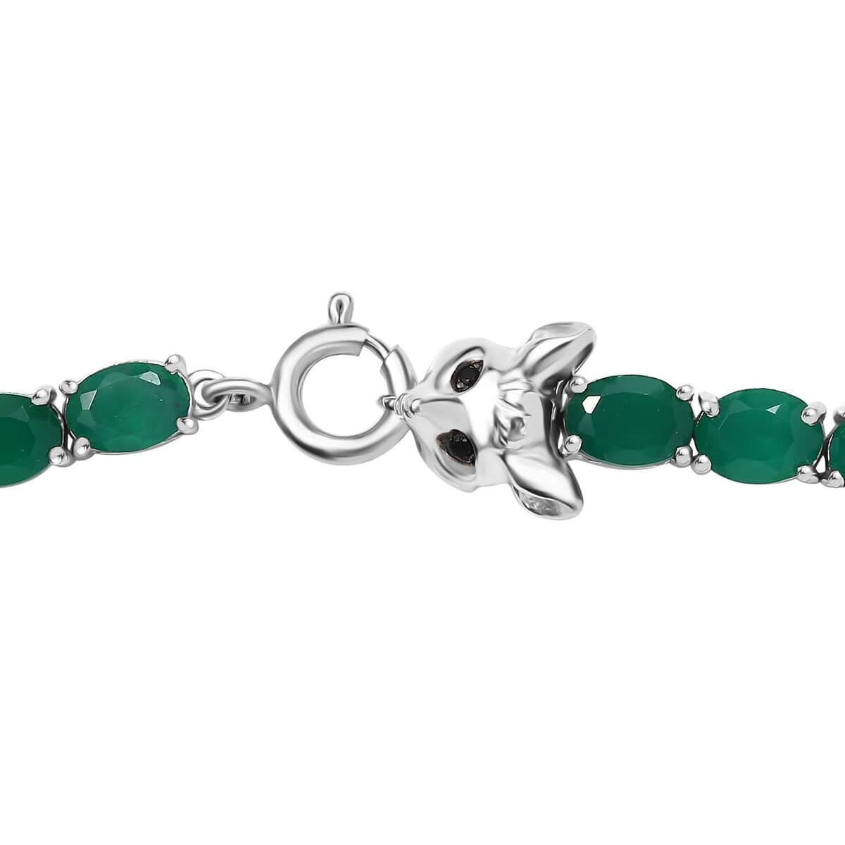 Verde Onyx and Thai Black Spinel 54.20 ctw Wolf Necklace in Rhodium Over Sterling Silver 18 Inches image number 4