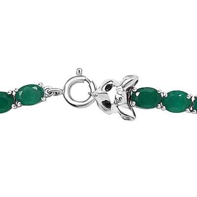 D'Joy Verde Onyx and Thai Black Spinel 54.20 ctw Wolf Necklace in Rhodium Over Sterling Silver 18 Inches