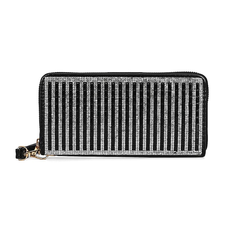 Black Crystal Faux Leather Wallet