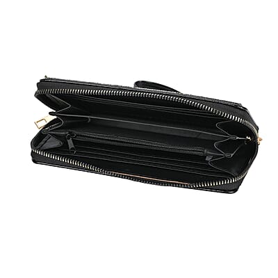 Black Crystal Faux Leather Wallet