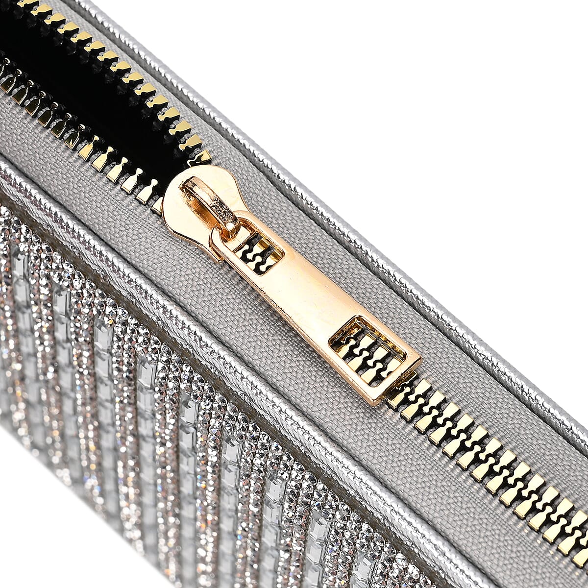 Silver Crystal Faux Leather Wallet image number 5