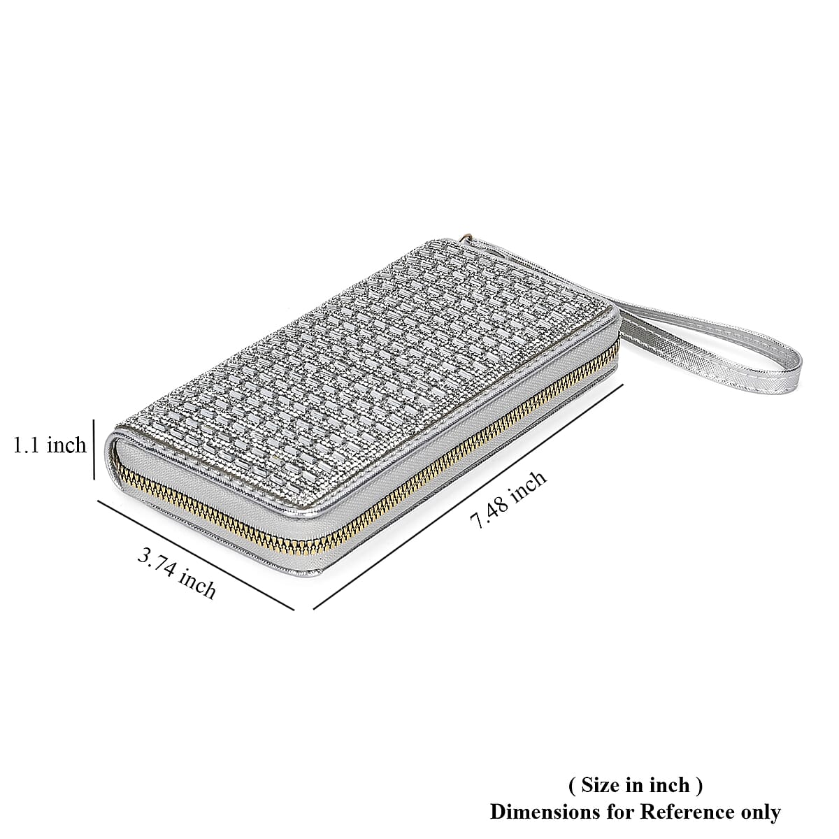 Silver Crystal Faux Leather Wallet image number 6