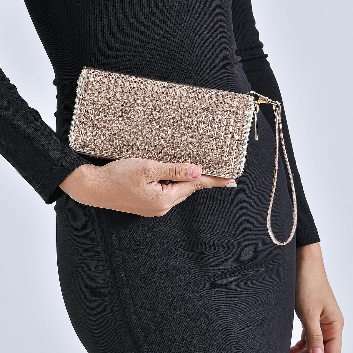 Champagne Crystal Faux Leather Wallet image number 2