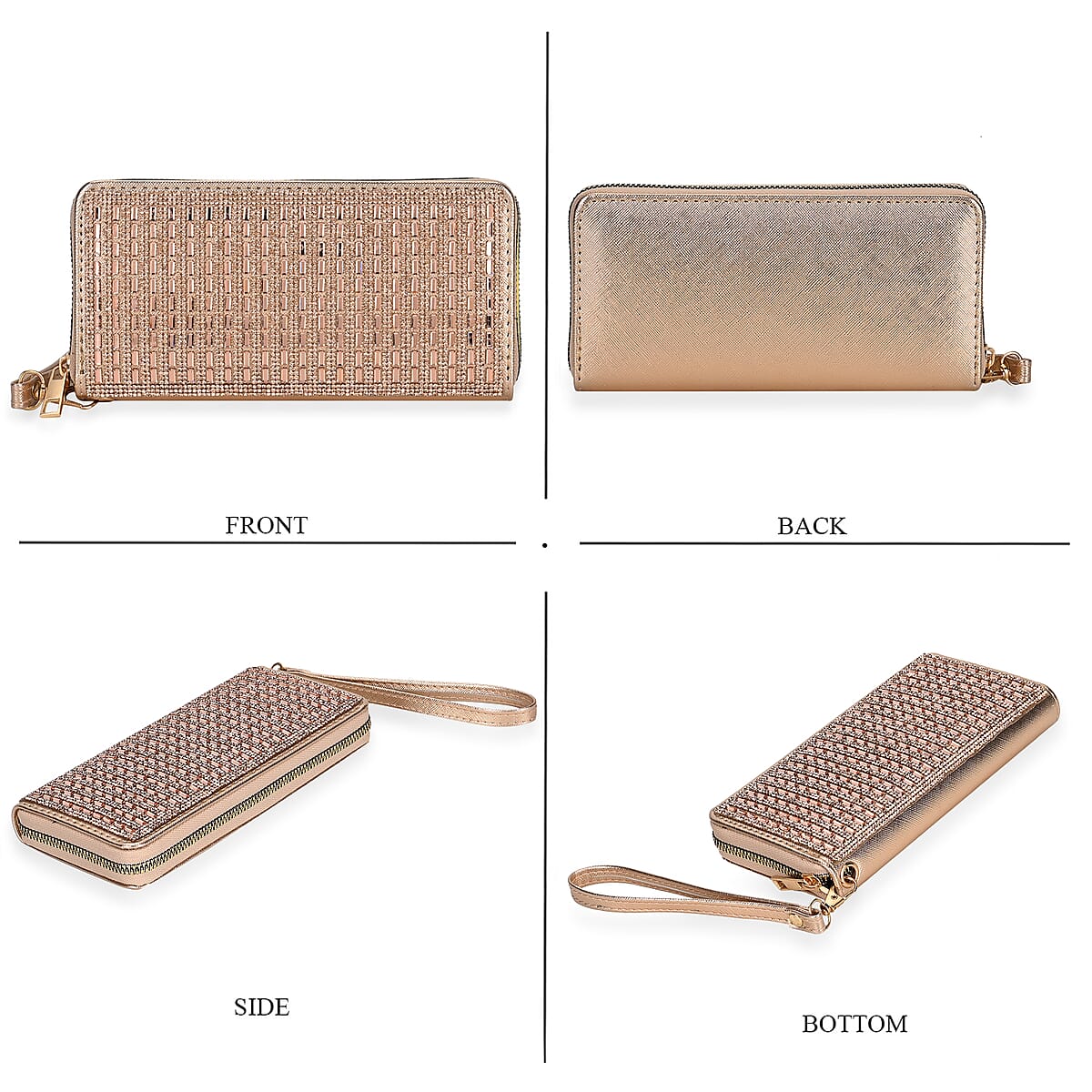 Champagne Crystal Faux Leather Wallet image number 3