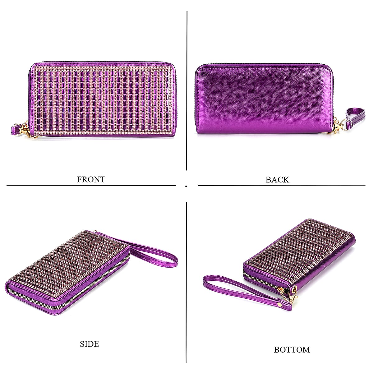 Purple Crystal Faux Leather Wallet image number 3