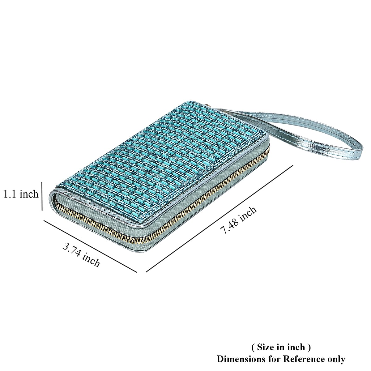 Blue Crystal Faux Leather Wallet image number 6