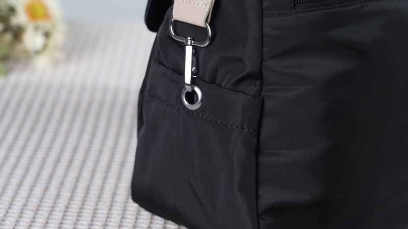 Black Multi-Pocket Crossbody Bag (14.6"x5.5"x12.2") with Adjustable Shoulder Strap