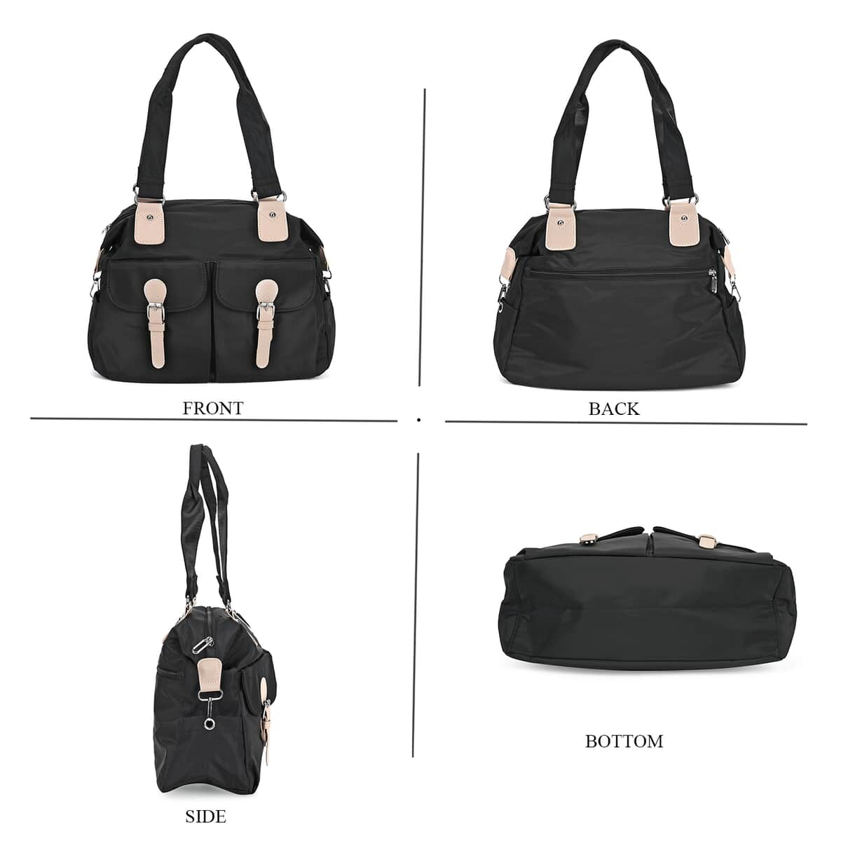 Black Multi-Pocket Crossbody Bag with Adjustable Shoulder Strap image number 1