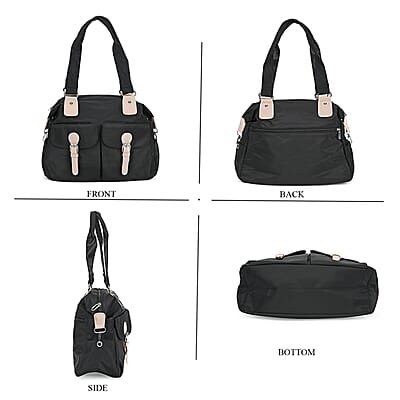Black Multi-Pocket Crossbody Bag with Shoulder Strap