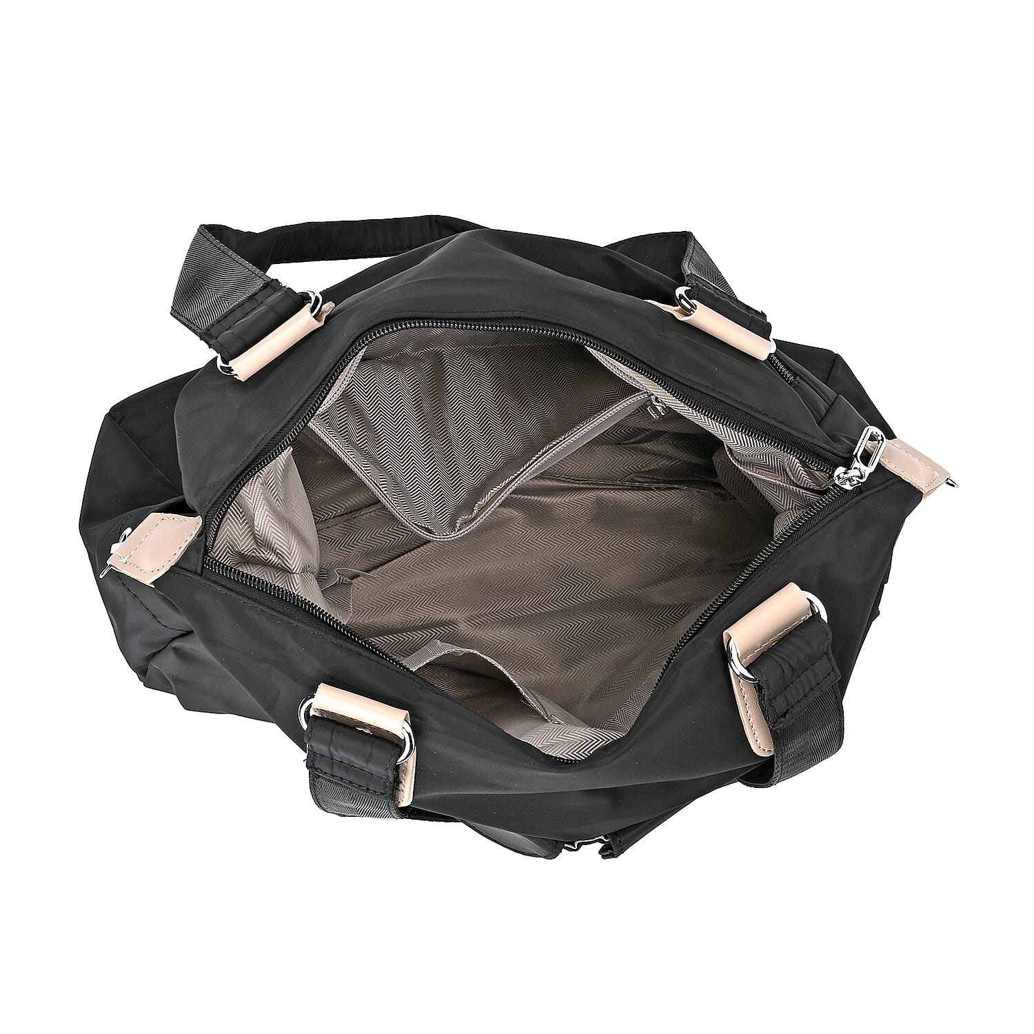 Black Multi-Pocket Crossbody Bag with Shoulder Strap