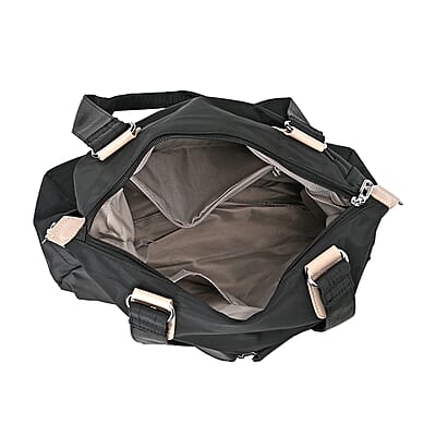 Black Multi-Pocket Crossbody Bag with Shoulder Strap