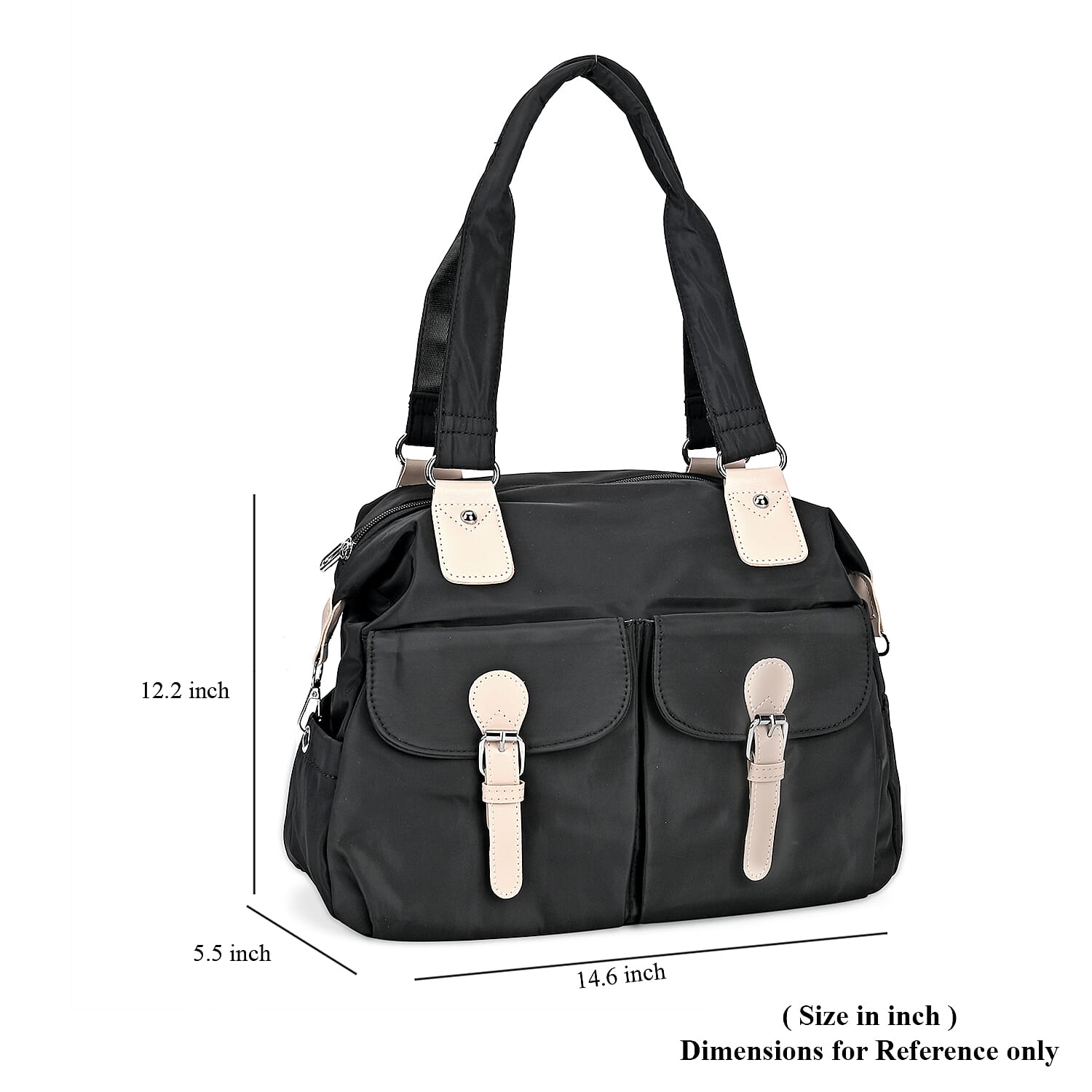 Black Multi-Pocket Crossbody Bag with Shoulder Strap