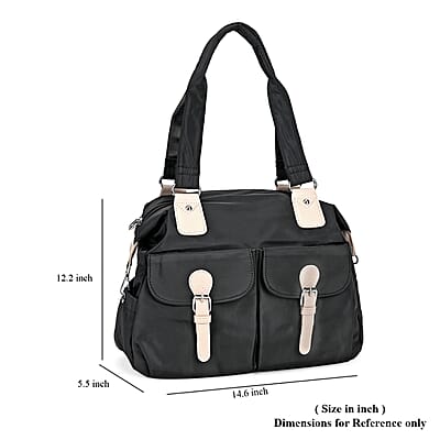 Black Multi-Pocket Crossbody Bag with Shoulder Strap