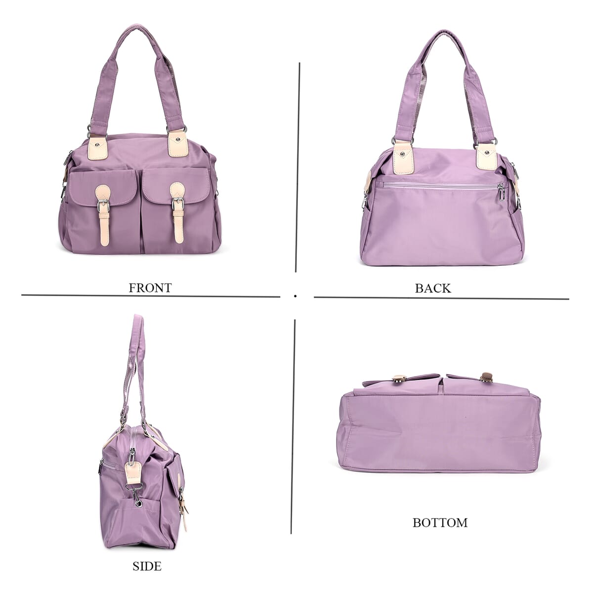 Lavender Multi-Pocket Crossbody Bag with Shoulder Strap image number 1