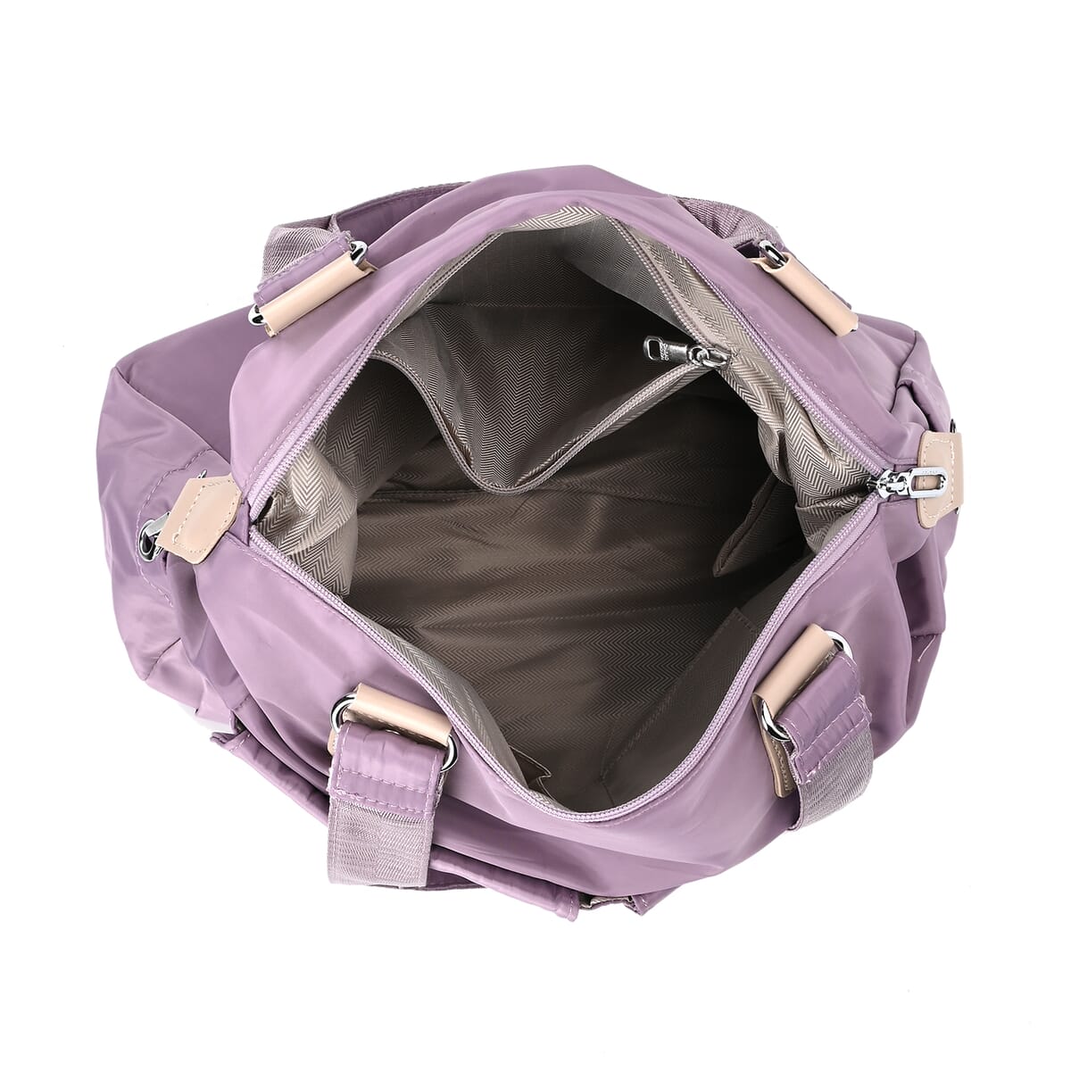 Lavender Multi-Pocket Crossbody Bag with Shoulder Strap image number 2