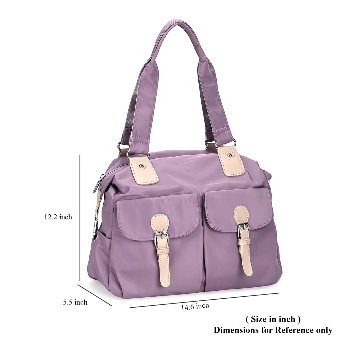 Lavender Multi-Pocket Crossbody Bag with Shoulder Strap image number 4