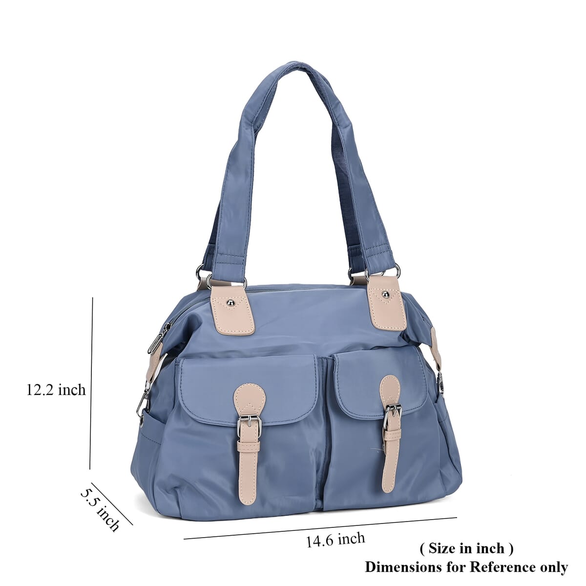 Blue Multi-Pocket Crossbody Bag with Shoulder Strap image number 4