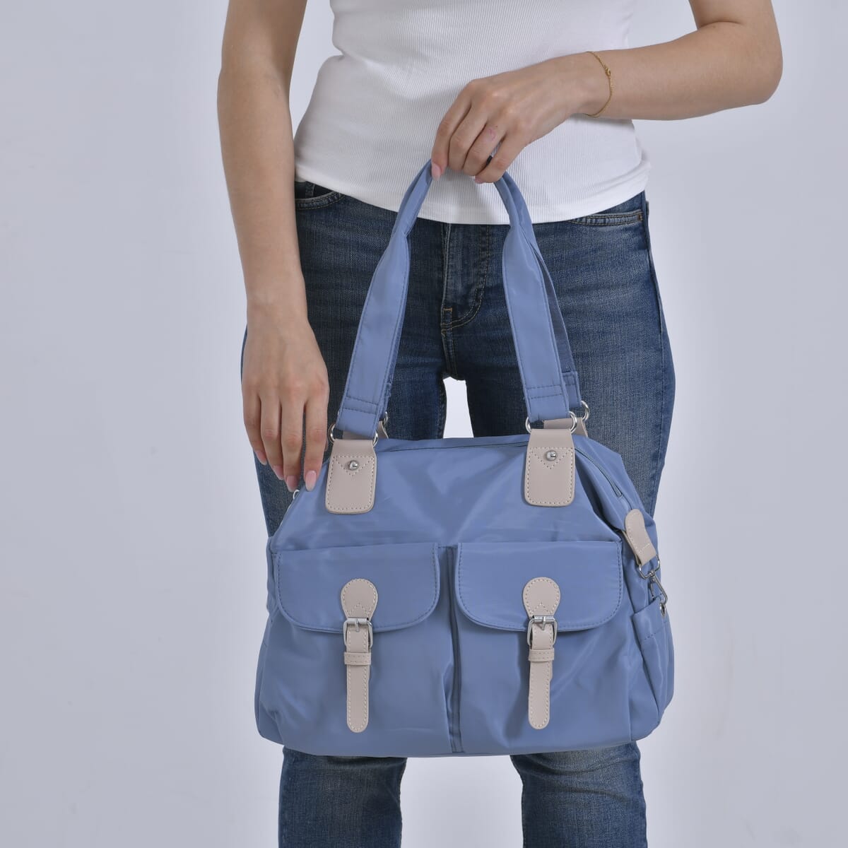 Blue Multi-Pocket Crossbody Bag with Shoulder Strap image number 6