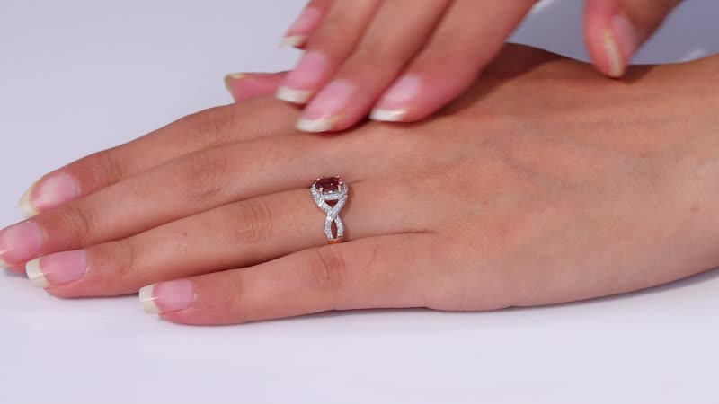 Luxoro AAA Blush Tourmaline and G-H I2 Diamond 1.15 ctw Infinity Halo Ring in 10K Rose Gold