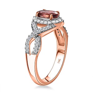 Luxoro AAA Blush Tourmaline and G-H I2 Diamond 1.15 ctw Infinity Love Ring in 10K Rose Gold (Size 7.0)