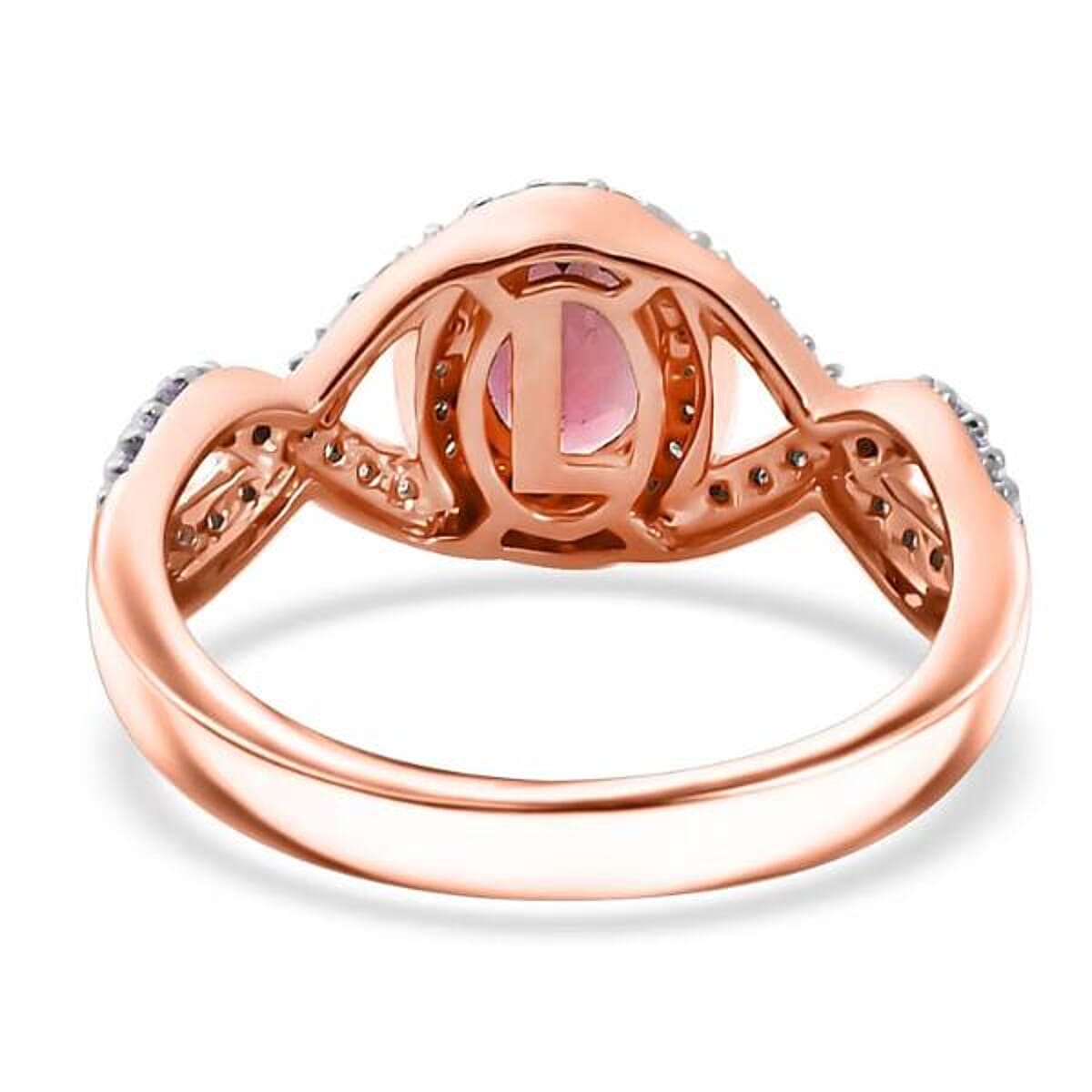 Luxoro AAA Blush Tourmaline and G-H I2 Diamond 1.15 ctw Infinity Love Ring in 10K Rose Gold (Size 8.0) image number 6