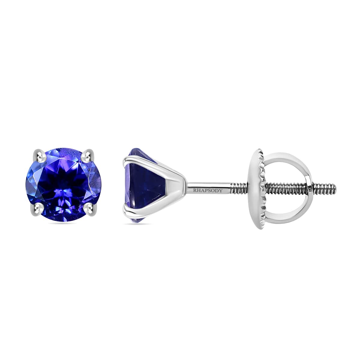 Certified & Appraised Rhapsody 950 Platinum AAAA Tanzanite Stud Earrings 1.30 ctw image number 0