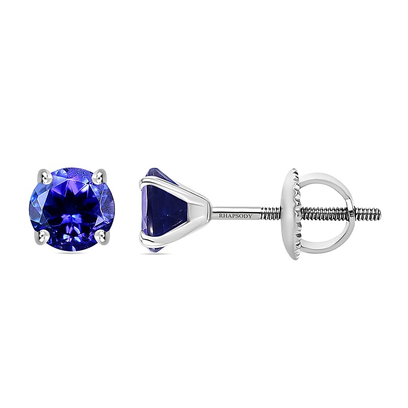 Certified & Appraised Rhapsody AAAA Tanzanite 1.30 ctw Stud Earrings in 950 Platinum 