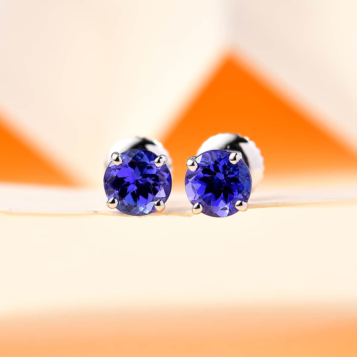 Certified & Appraised Rhapsody 950 Platinum AAAA Tanzanite Stud Earrings 1.30 ctw image number 1