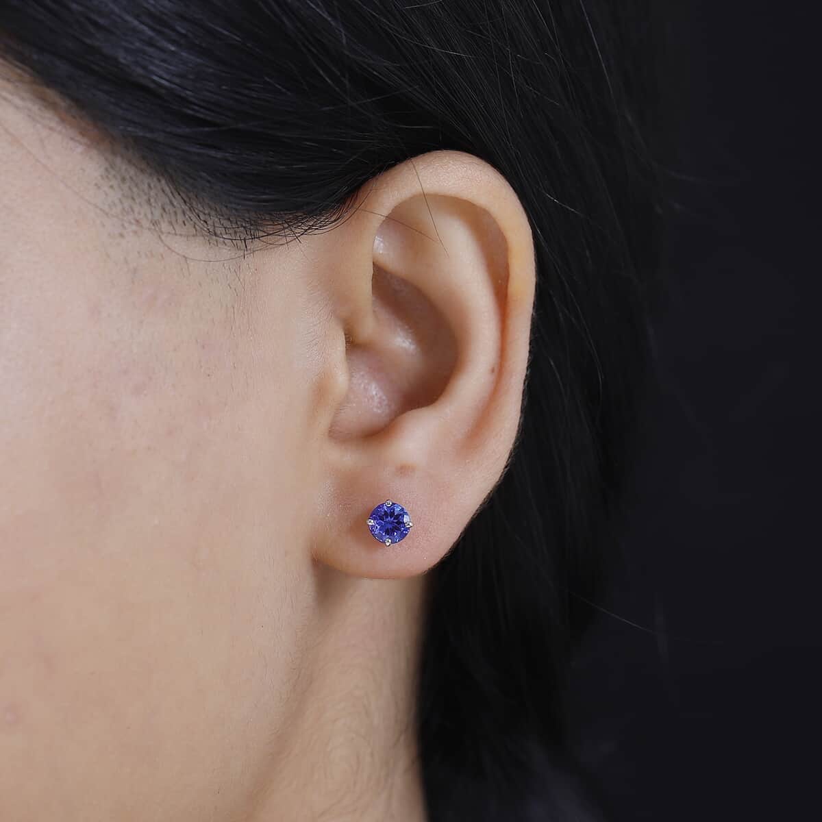 Certified & Appraised Rhapsody 950 Platinum AAAA Tanzanite Stud Earrings 1.30 ctw image number 2