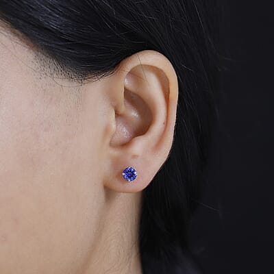 Certified & Appraised Rhapsody AAAA Tanzanite 1.30 ctw Stud Earrings in 950 Platinum 