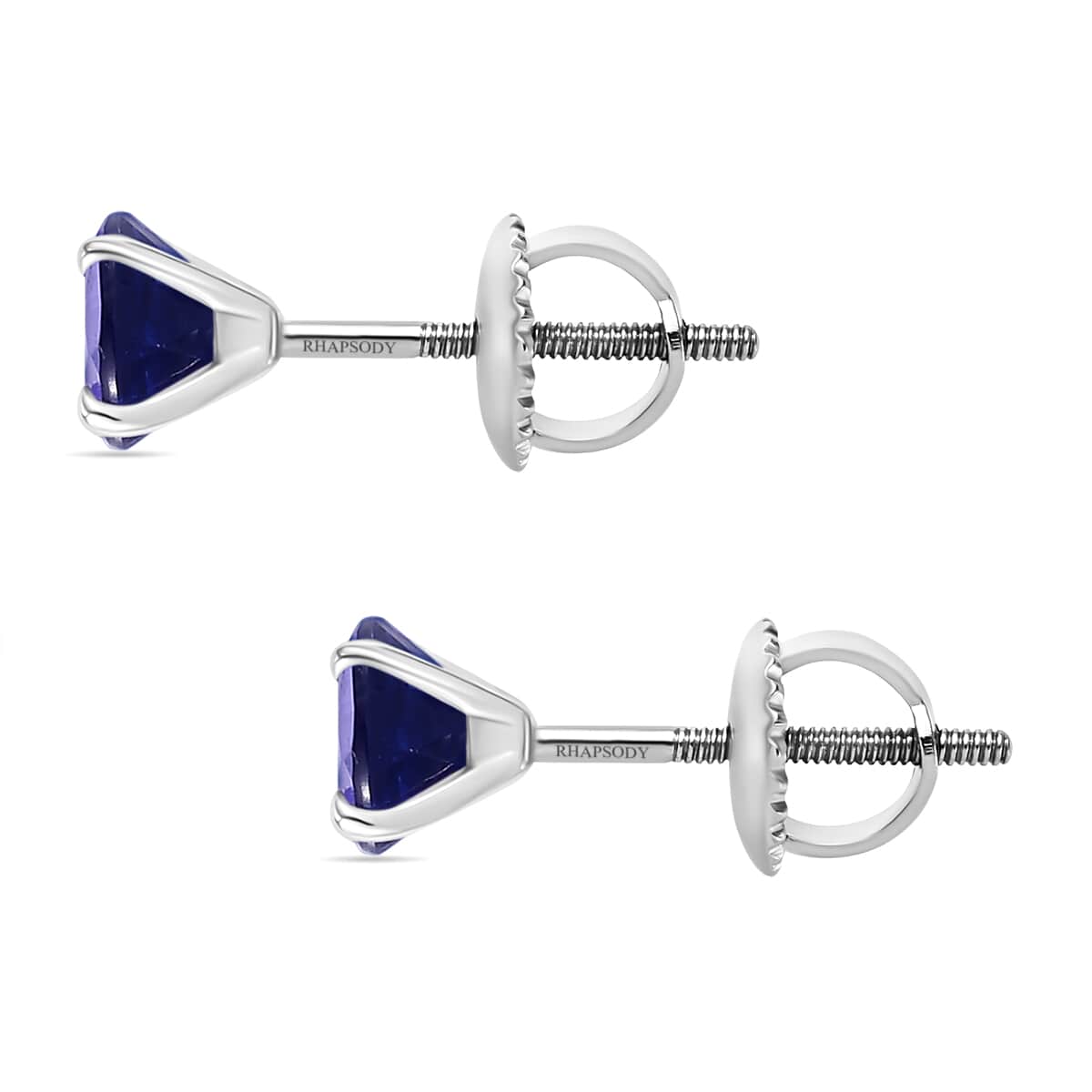 Certified & Appraised Rhapsody 950 Platinum AAAA Tanzanite Stud Earrings 1.30 ctw image number 3