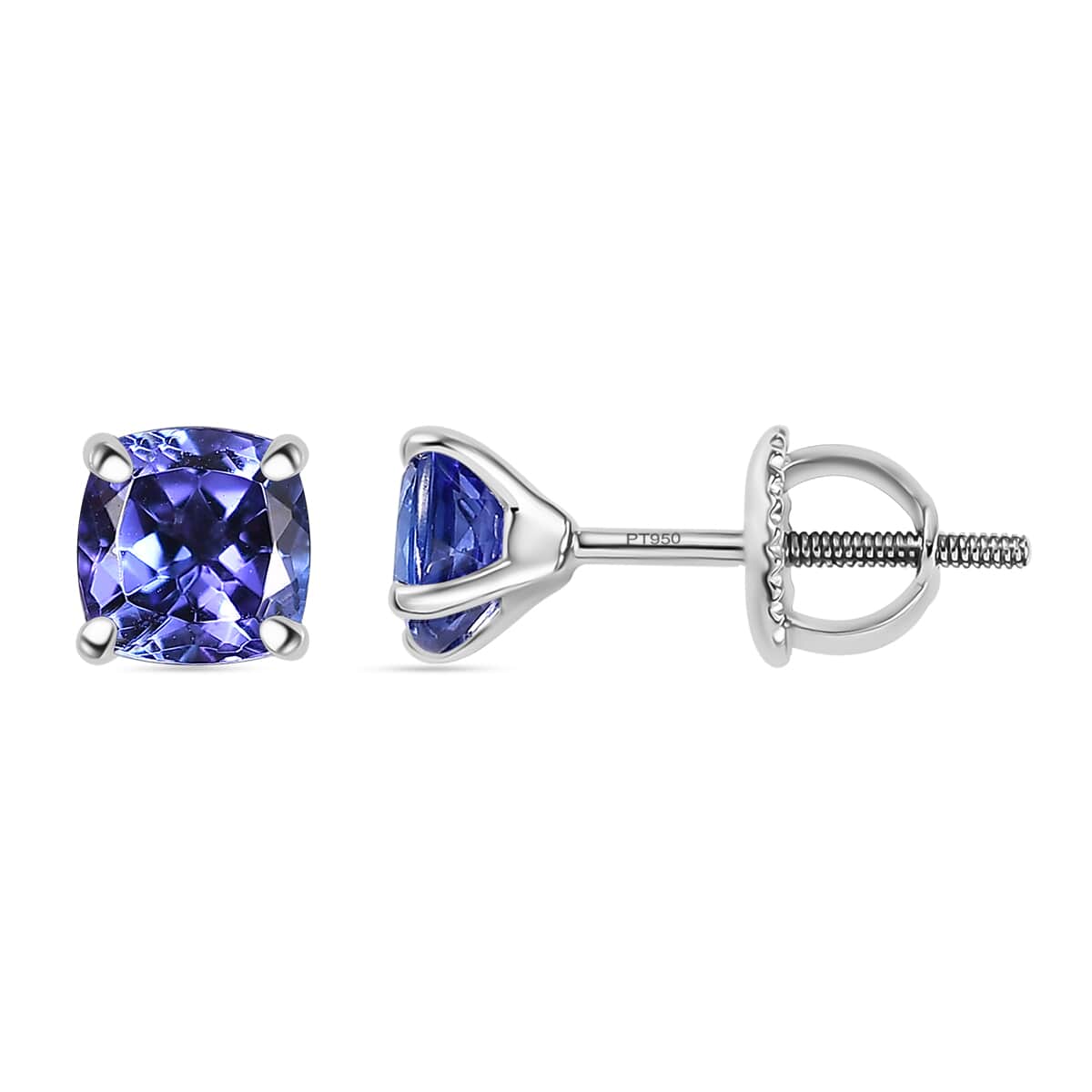 Certified & Appraised Rhapsody AAAA Tanzanite 1.30 ctw Solitaire Stud Earrings in 950 Platinum image number 0