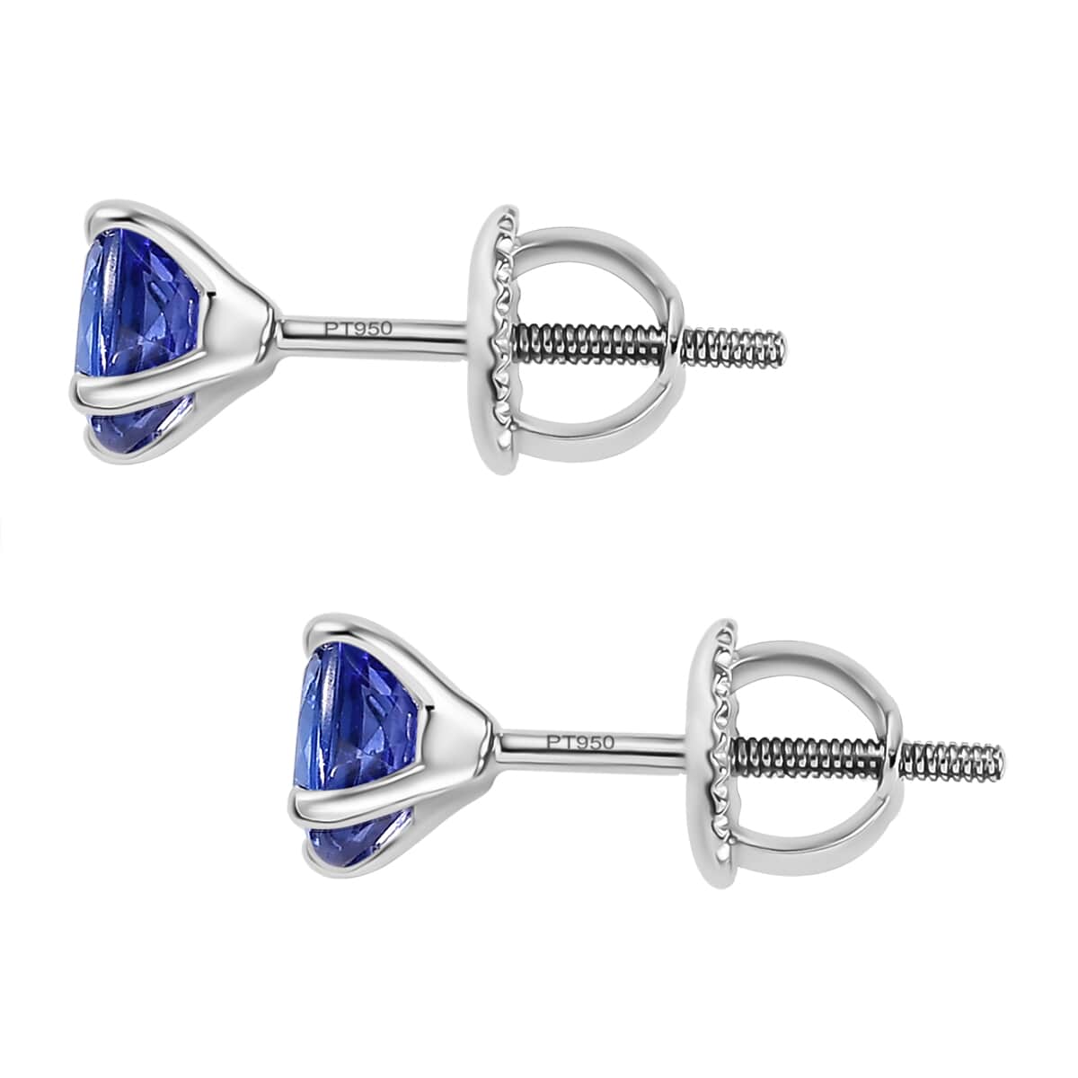 Certified & Appraised Rhapsody AAAA Tanzanite 1.30 ctw Solitaire Stud Earrings in 950 Platinum image number 3